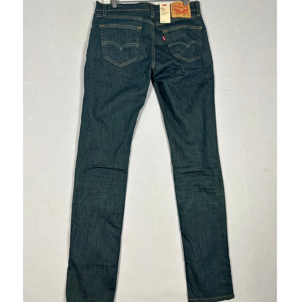 NEW Levis 511 Jeans Mens 32X34 Blue Slim Fit Tapered Leg Stretch Dark Wash Denim